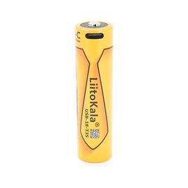 Аккумулятор 18650 3500mah (3400-3500mah), 3.7V(2.7-4.2V), Type-C, 72*18.6mm, Yellow Liitokala (USB-18-T35)