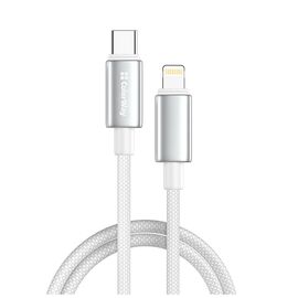 Дата кабель USB-C to Lightning 1.0m PD30W zinc alloy braided white ColorWay (CW-CBPDCL098-WT)