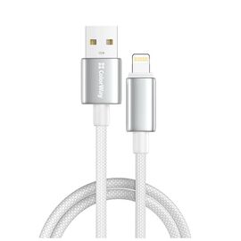 Дата кабель USB 2.0 AM to Lightning 2.0m 3A zinc alloy braided white ColorWay (CW-CBUL099-WT)
