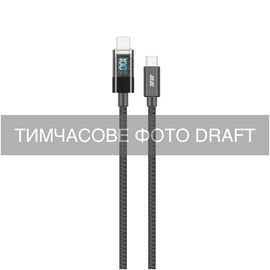 Дата кабель USB-C to USB-C 1.0m PD 100W Digital Display black 2E (2E-CC100-BL)