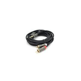 Кабель мультимедийный 3.5mm M to 2xRCA M 1.5m Stereo black VEGGIEG (YT-AR2-1.5V-A601)