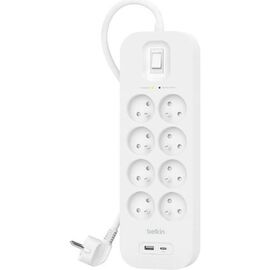 Сетевой фильтр питания Belkin 8хТипE, 16А, USB-A/USB-C 18Вт, 2м (SRB003CA2M)