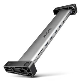 Концентратор AXAGON USB-C 9-in-1 4xUSB 3.2 + 2xUSB-C + HDMI + SD/TF + RJ45 1000Mbps + PD 100W black/gray (HMC-10HLS)