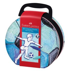Фломастеры Faber-Castell Connector Футбол в подарочной металлической коробке 33 цвета (32052)