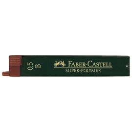 Грифель для механического карандаша Faber-Castell Super-Polymer В (диаметр 0,5 мм), 12 штук в пенале (16803)