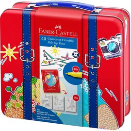 Фломастеры Faber-Castell в металлическом чемоданчике Connector Скрепляй вместе 40 цветов (31347)