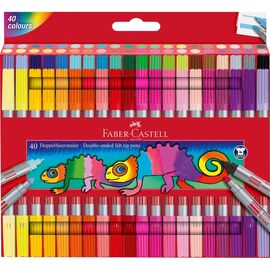 Фломастеры Faber-Castell двухсторонние Double-ended Fibre tip, 40 цветов (32421)