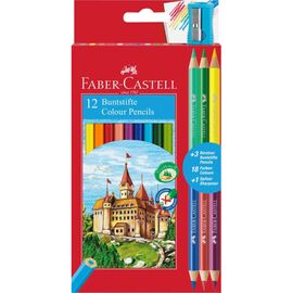 Карандаши цветные Faber-Castell Замок 12+3 кольорів з чинкою (110312) (22086)