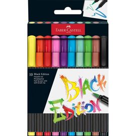 Фломастеры Faber-Castell кисточки Black Edition, 10 цветов (32355)