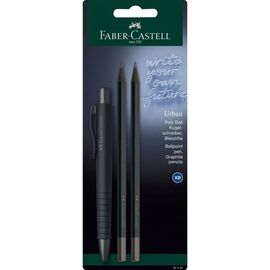 Ручка шариковая Faber-Castell набор шариковая ручка + 2 карандаша Writing Set POLY BALL Urban, цвет черный (32576)