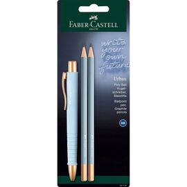 Ручка шариковая Faber-Castell набор шариковая ручка + 2 карандаша Writing Set POLY BALL Urban, цвет голубой (32574)
