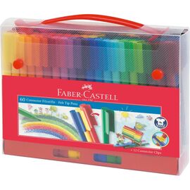 Фломастеры Faber-Castell в пластиковом чемоданчике Connector, 60 цветов (25594)