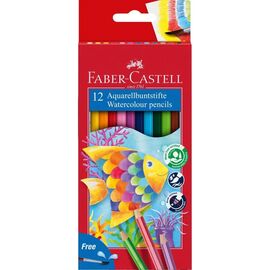 Карандаши цветные Faber-Castell акварельні , 12 кольорів + пензлик (114413) (1407)