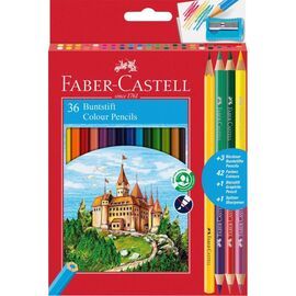 Карандаши цветные Faber-Castell Замок, двокольоров, 36 кольорів + стругачка (30455)
