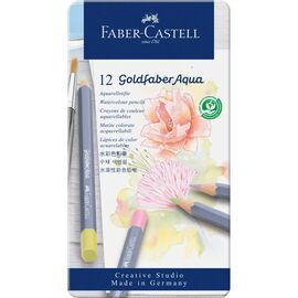 Карандаши цветные Faber-Castell GoldFaber Pastel,акварельні, металевий пенал 12 кольорів (114622) (31788)