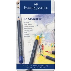 Карандаши цветные Faber-Castell GoldFaber металевий пенал 12 кольорів (114712) (27641)