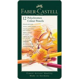 Карандаши цветные Faber-Castell Polychromos, металева коробка, 12 кольорів (110012) (15440)