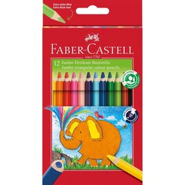 Карандаши цветные Faber-Castell Jumbo Triangular тригранні, потовщені, 12 кольорів (116501) (14725)