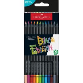 Карандаши цветные Faber-Castell Black Edition colour pencil, тригранні, чорне дерево, 12 кольорів (116412) (31214)