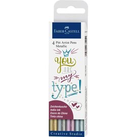 Лайнер Faber-Castell набор капиллярных ручек металликов Pitt Artist Pen Metallic M (1,5 мм) 4 цвета (28940)
