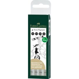 Лайнер Faber-Castell набор капиллярных ручек металликов Ecco Pigment, 4 шт.- черные, 0,2-0,8 мм (26996)