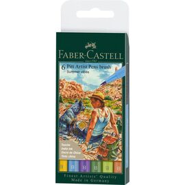 Лайнер Faber-Castell набор капиллярных ручек кисточек PITT Artist Pens Brush Summer vibe, 6 цветов (32108)