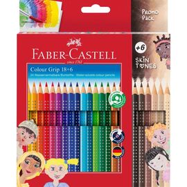 Карандаши цветные Faber-Castell GripSkin tonesакварельних 18 кольорів + 6 шт різних відтінків шкіри (112819) (32522)