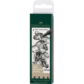 Лайнер Faber-Castell набор капиллярных ручек PITT Artist Pen black fineliner, 4 шт (XS, S, F, M) черного цвета (25826)
