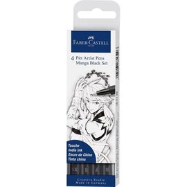 Лайнер Faber-Castell набор капиллярных ручек Pitt Artist Pens Manga Black, (B, F, S, XS) цвет черный (25830)