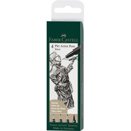 Лайнер Faber-Castell набор ручек капиллярных PITT ARTIST PENS (S, F, M, B) цвет черный 4 шт (15434)