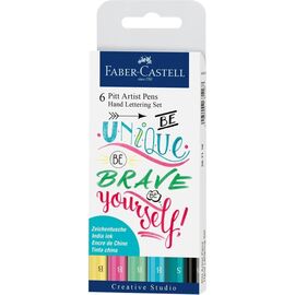 Лайнер Faber-Castell набор ручек капиллярных PITT Artist Pens Hand Lettering Set (пастельные оттенки) 6 шт (27371)