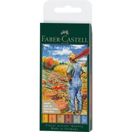 Лайнер Faber-Castell набор капиллярных ручек кисточек PITT Artist Pens Brush Harvest, 6 цветов (32109)