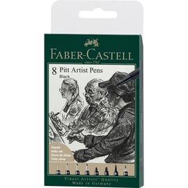 Лайнер Faber-Castell набор капиллярных ручек PITT ARTIST PEN цв. черный 8 шт (XXS, S, F, M, 1,5, C, B, FH) (32112)