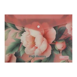Папка - конверт Buromax А4 на кнопке, PEONY ARABESKI, полупрозрачная, розовая (BM.3943-10)