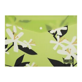 Папка - конверт Buromax А4 на кнопке, PLUMERIA ARABESKI, полупрозрачная, салатовая (BM.3943-15)