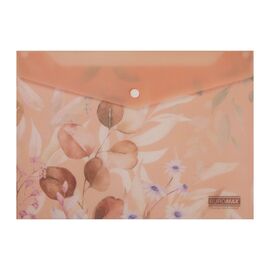 Папка - конверт Buromax А4 на кнопке, PEACH ARABESKI, полупрозрачная, персиковая (BM.3943-46)