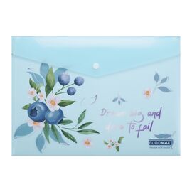 Папка - конверт Buromax А4 на кнопке, BLUEBERRY ARABESKI, полупрозрачная, аквамарин (BM.3943-52)