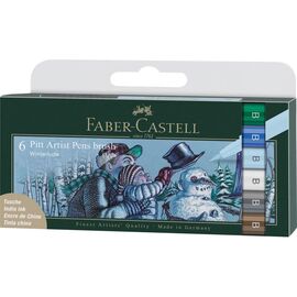 Лайнер Faber-Castell набор капиллярных ручек кисточки PITT Artist Pens Brush Winterlude, 6 цветов (32106)