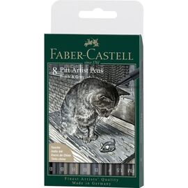Лайнер Faber-Castell набор капиллярных ручек Pitt Artist Pens Black & Grey, 8 штук черный и серый (32103)