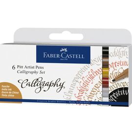 Лайнер Faber-Castell набор капиллярных ручек для каллиграфии PITT Calligraphy из 6 цветов (28952)
