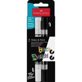 Набор маркеров Faber-Castell акриловый двусторонний Black Edition Shake & Paint Acrylic Marker, 2 цвета черный+белый (33104)