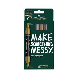 Набор маркеров Faber-Castell акриловые двусторонние Multimark Acrylic Metallic, 4 цвета (33113)