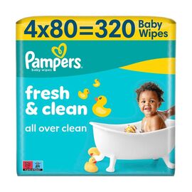 Детские влажные салфетки Pampers Fresh Clean Baby Wipes 4 х 80 шт (320 шт) (8001841078052)