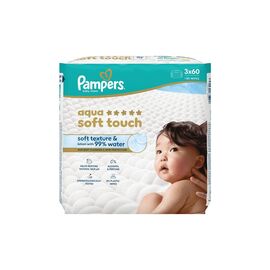 Детские влажные салфетки Pampers Aqua Soft Touch 3x60 шт (180 шт) (8006530139953)