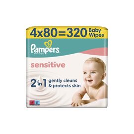 Детские влажные салфетки Pampers Sensitive 80 шт х 4 пачки (320 шт) (8001841062754)
