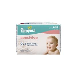 Детские влажные салфетки Pampers Sensitive 2 x 80 шт(160 шт) (8006530135252)