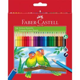 Олівці кольорові Faber-Castell 4 кольори тригранні + стругачка (120524) (21615)