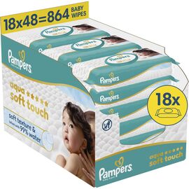 Дитячі вологі серветки Pampers Aqua Soft Touch 48 шт х 18 пачок (864 шт) (8006530139977)