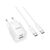 Зарядное устройство HOCO C147A Charm 1xUSB-C PD20W + 1xUSB QC3.0 + cable USB-C to USB-C White (6942007630290), изображение 2 Зарядное устройство HOCO C147A Charm 1xUSB-C PD20W + 1xUSB QC3.0 + cable USB-C to USB-C White (6942007630290), изображение 2