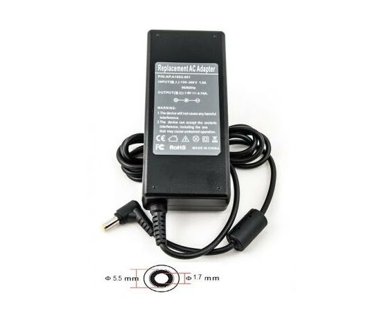 Блок питания к ноутбуку PowerPlant ACER 220V, 19V 90W 4.74A (5.5*1.7) (AC90F5517)